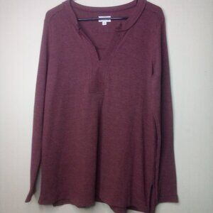 Wonderly Shirt Pullover M Women Long Sleeve Ribbed Maroon Red